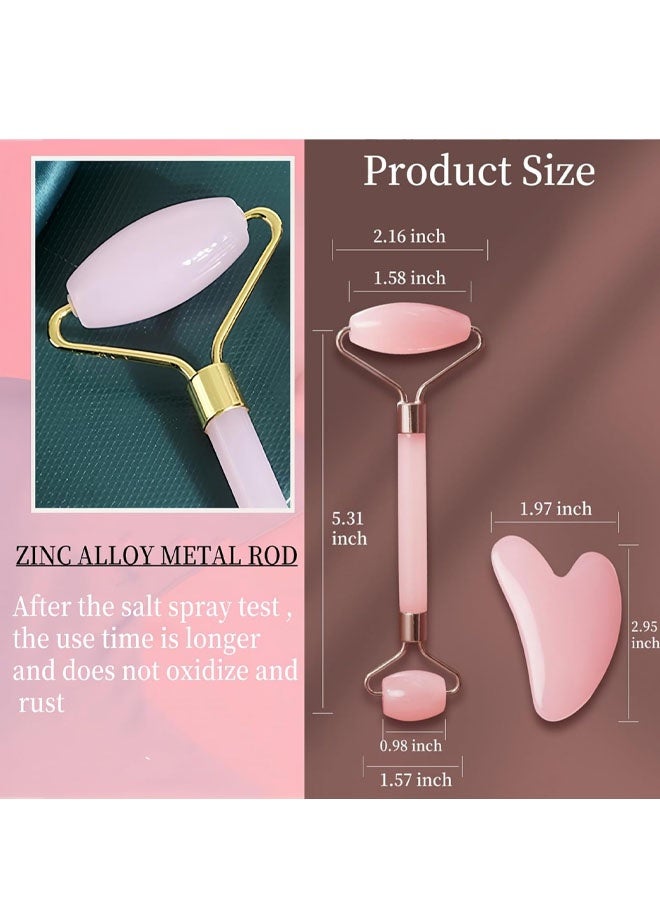 Jade Roller Massage Stick & Gua Sha Set - Natural Stone Facial Massage Tools for Lymphatic Drainage, Anti-Puffiness & Glowing Skin, Spa-Quality Skincare, Gift-Ready Packaging - Image 2